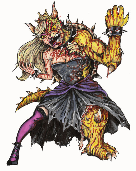 Super Mario HORROR - Bowsette - 9"x12" Original Drawing