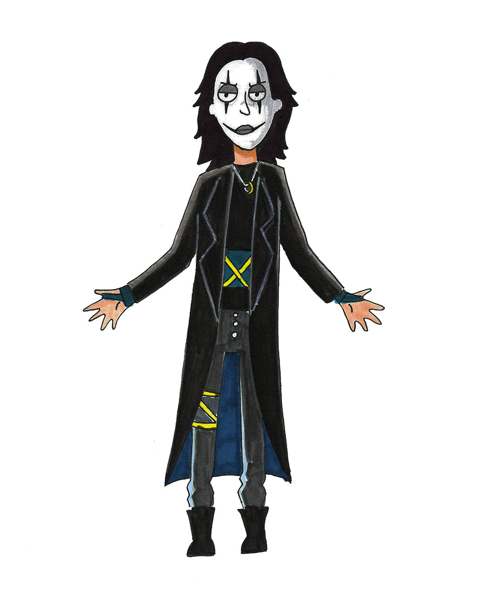 The Crow - in a Rick and Morty style Drawing - 9"x12"