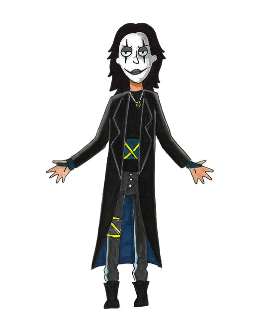 The Crow - in a Rick and Morty style Drawing - 9"x12"