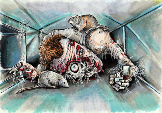 Die Hard - John McClane but HORROR 7" x 10" Original Drawing