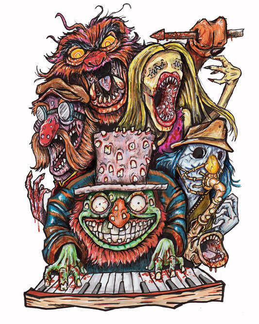 The Monster Show - Mr Teeth & Lightening Chaos band - 8x10 PRINT/Reproduction - Signed by Artist