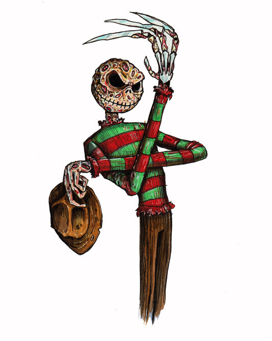 Freddy / Jack Skellington - Horror Mashup 8" x 10" Print/Reproduction