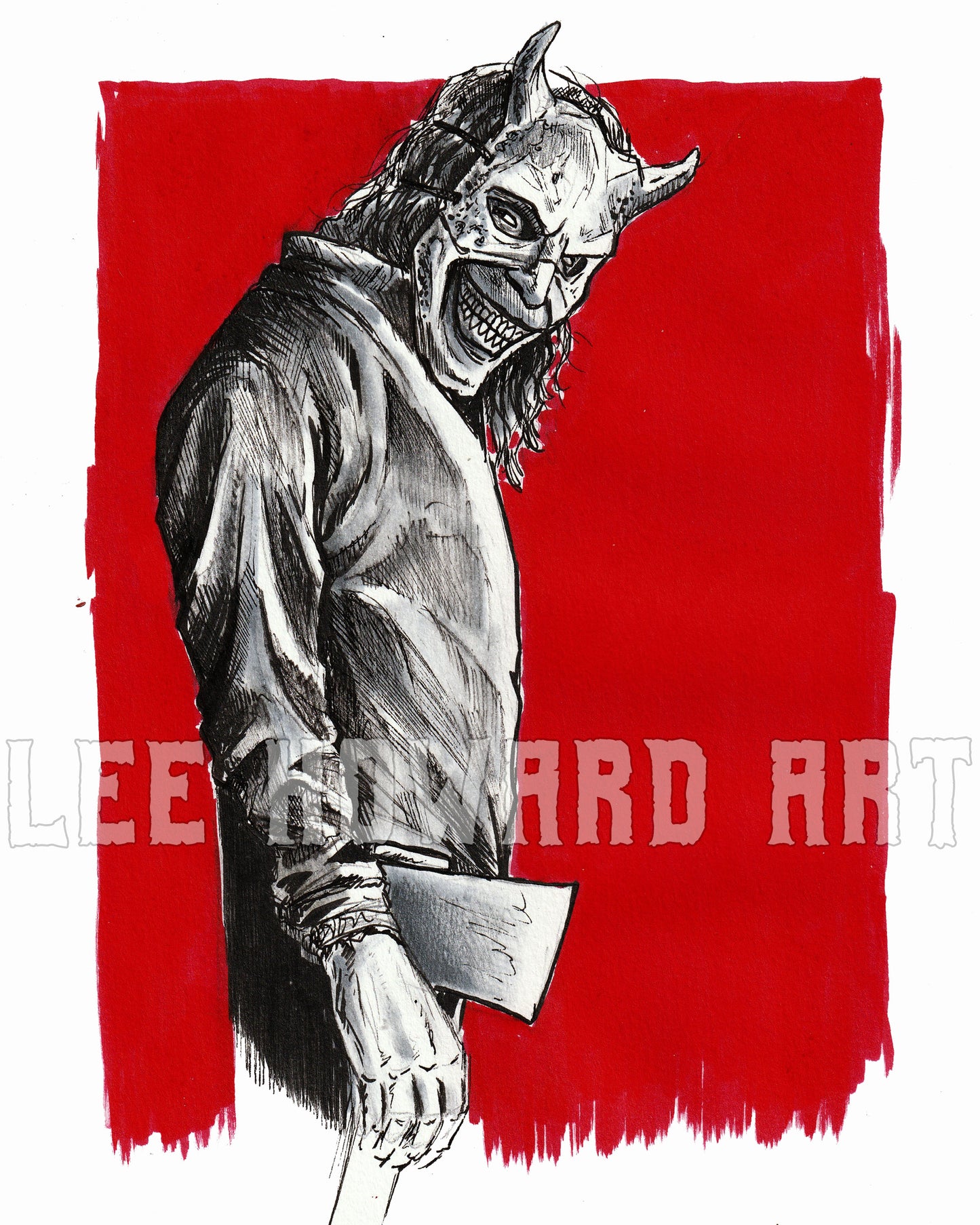 The GRABBER - Black, White and RED - 8x10 Art Print Reproduction