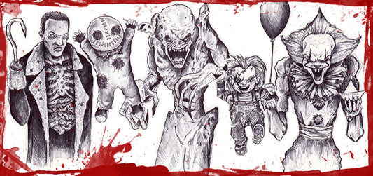 HORROR ICONS 2 - 8"x17" Art Print - Candyman, Pumpkinhead, Sam, Chucky and more!