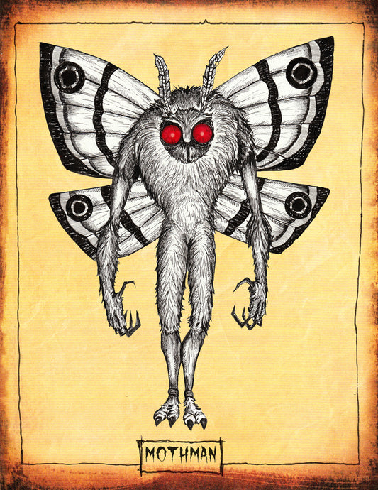 CRYPTIDS - the Mothman 8x10 PRINT (textured background) - Signed!