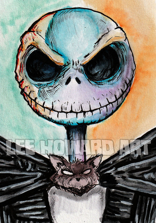 Jack Skellington 7"x10" Watercolor Print / Reproduction - Signed!