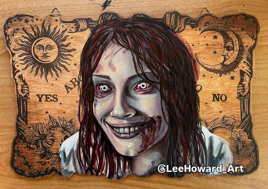 Evil Dead Rise - Ellie - ORIGINAL Painting on Wooden Ouija Board - 8" x 12"