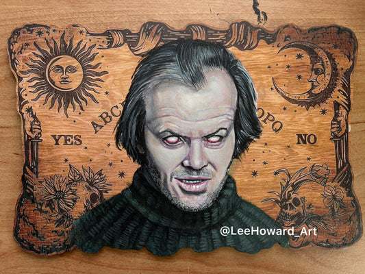 Jack Torrence The Shining - ORIGINAL Painting on Wooden Ouija Board - 8" x 12"