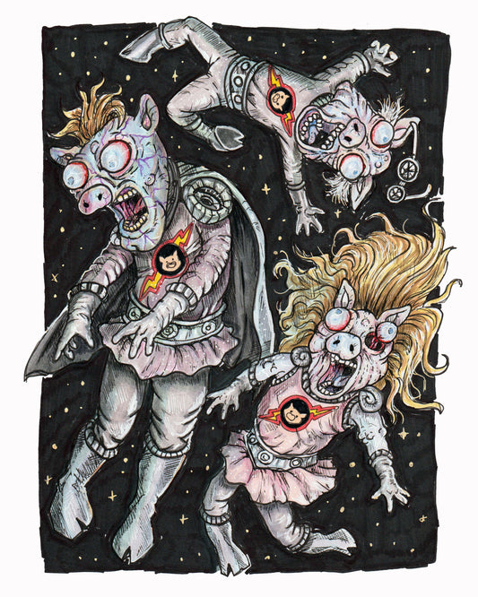 The Monster Show - Space Pigs - 8x10 PRINT/Reproduction - Signed by Artist