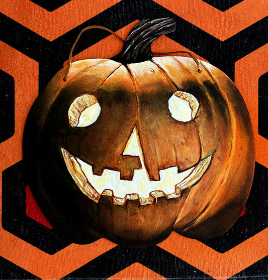 Jack O'Lantern - Halloween '78 Style ORIGINAL Halloween Acrylic Painting 10" x 10"