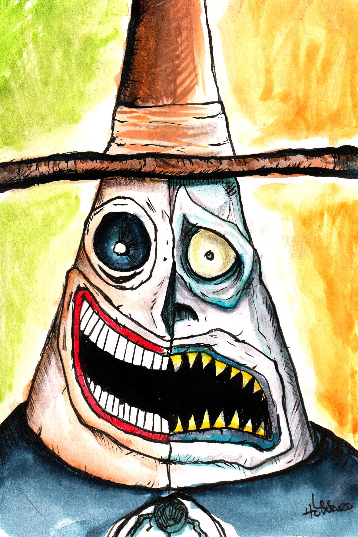 Nightmare Before Christmas - The MAYOR 4x6 ORIGINAL Mixed Media Artwork - Framed and Signed!)
