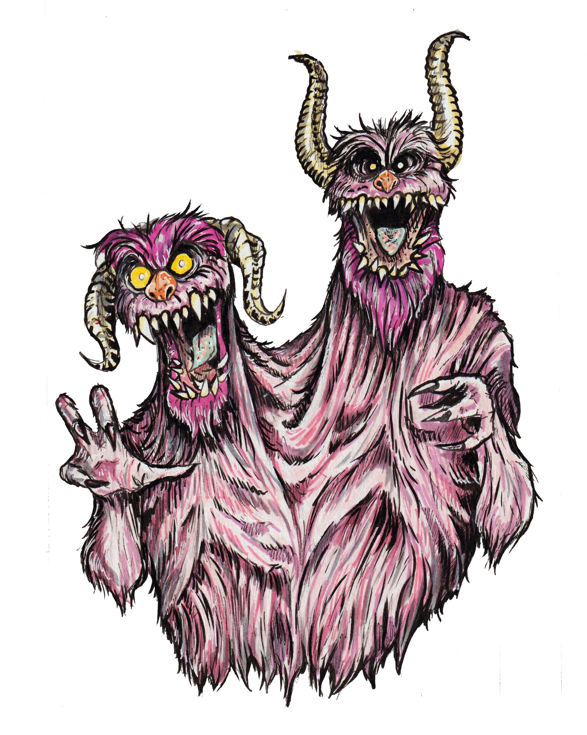 two headed monsters Sesame Street HORROR - Two-Headed DEMON 8" x 10" Print/Reproduction